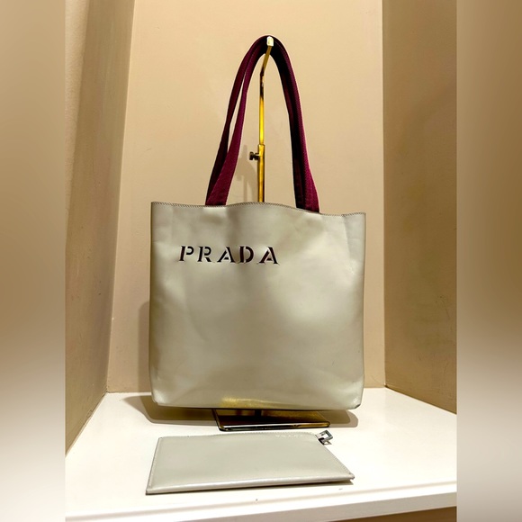 Prada Vitello Vintage Shopping Tote and Pouch - Picture 1 of 12